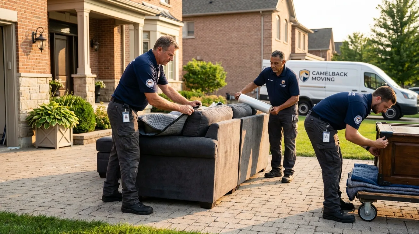 Large estate moving crew wrapping furniture in Refugio, TX
